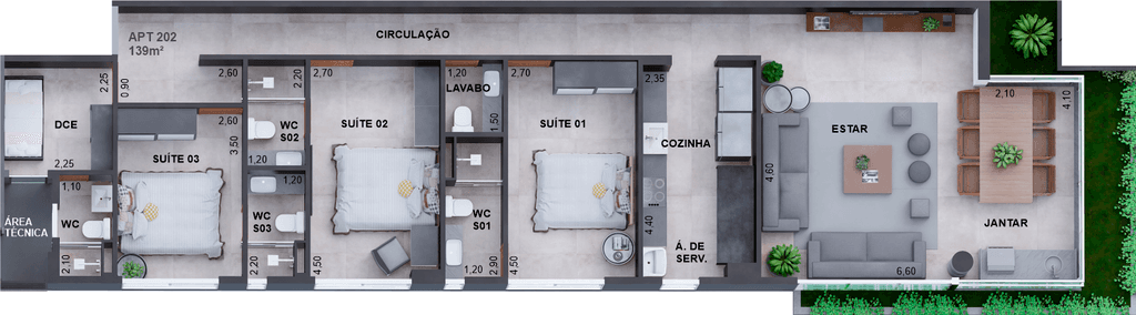 Planta 06 - 3 dorm 139,46m²